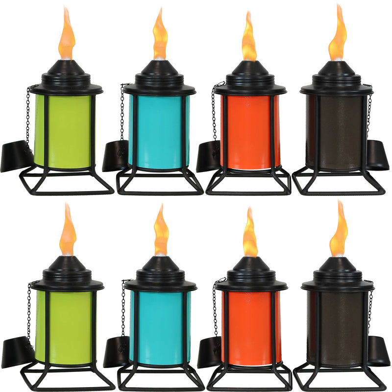 Sunnydaze Multi-Color Outdoor Tabletop Metal Torches - Set of 8