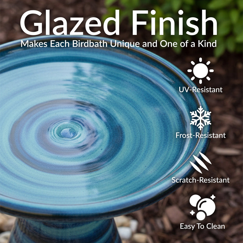 Sunnydaze Glazed Ceramic Outdoor Bird Bath