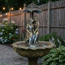 Sunnydaze Lovers Umbrella Solar-Powered Fountain with Battery Backup and Lights - 43"
