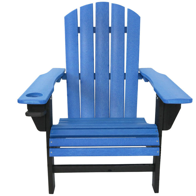 Sunnydaze All-Weather 2-Tone Outdoor Adirondack Chair with Cup Holder