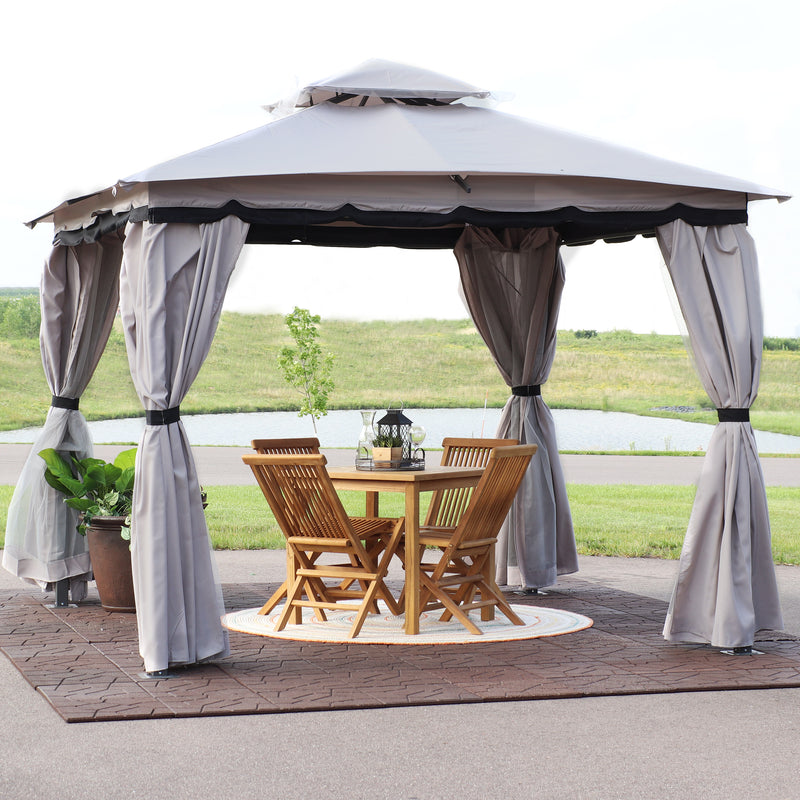 Sunnydaze 10' x 10' Gazebo with Screens and Privacy Walls