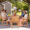 Sunnydaze Hatteras 7-Piece Outdoor Dining Set with Umbrella Hole - Patio Dining Set for 6