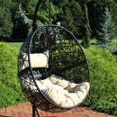 Sunnydaze Jackson Outdoor Hanging Resin Wicker Egg Chair with Cushion