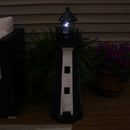 Sunnydaze Solar Striped LED Lighthouse Outdoor Decor - 36"