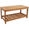 Sunnydaze Meranti Wood Outdoor Coffee Table with Teak Oil Finish, 35-Inch
