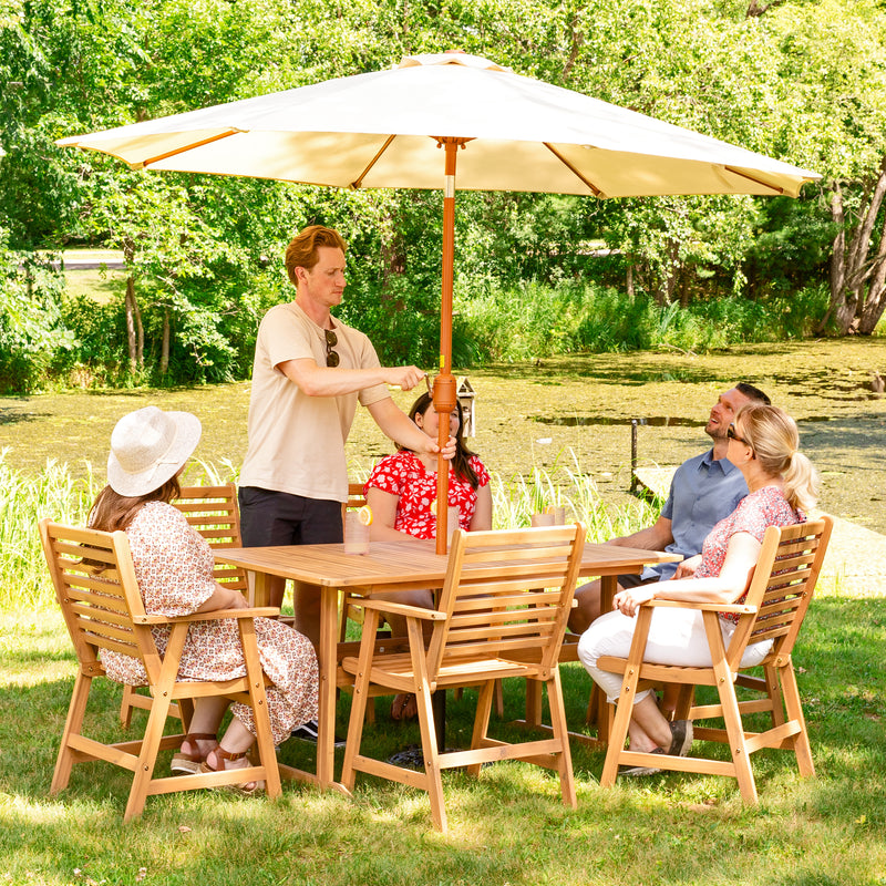 Sunnydaze 8.5 ft Patio Umbrella with Faux Woodgrain Finish
