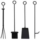 Log grabber, brush, shovel and poker tools from 5-piece steel fireplace log holder
