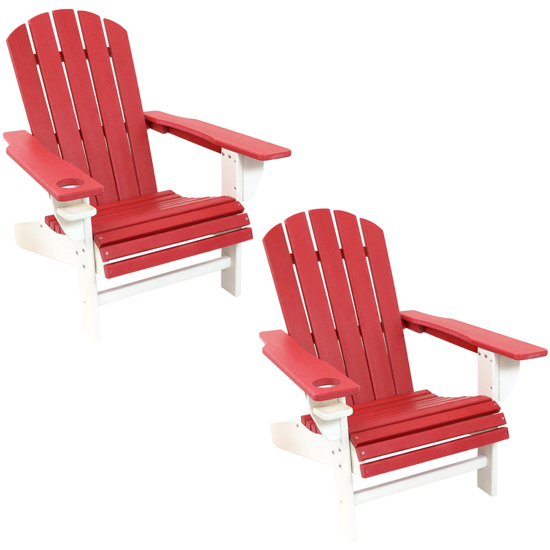 Sunnydaze All-Weather Two-Tone Outdoor Adirondack Chair with Drink Holder