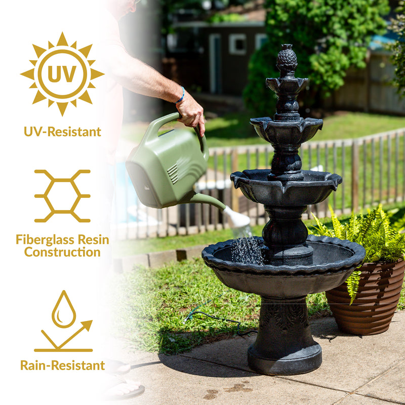 Sunnydaze 4-Tier Pineapple Outdoor Water Fountain - 52