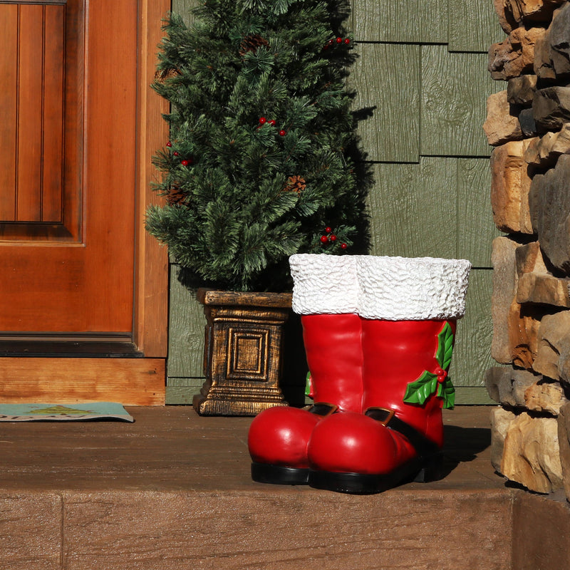 Sunnydaze Santa Boots Statue Christmas Decor - 13"