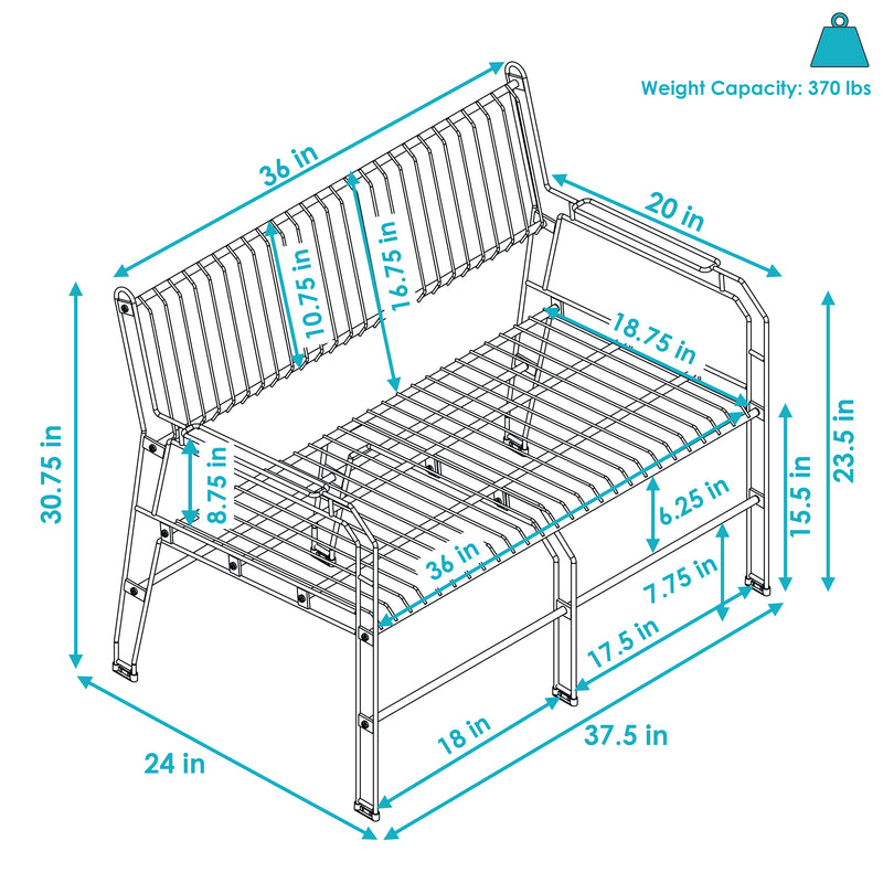 Image showing the overall product dimensions including height, depth and width.