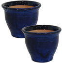 Sunnydaze Studio Glazed Ceramic Planter - Set of 2