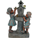 Sunnydaze Boy and Girl with Birds at Birdbath Outdoor Water Fountain, 30-Inch