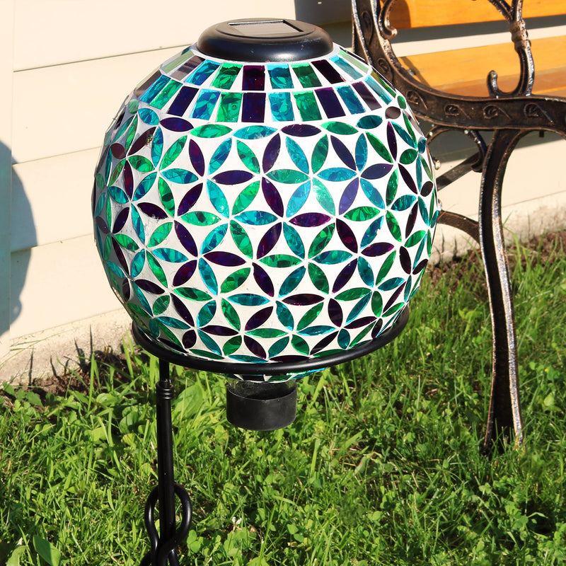 Sunnydaze Glass Mosaic Solar Garden Gazing Globe - 10"