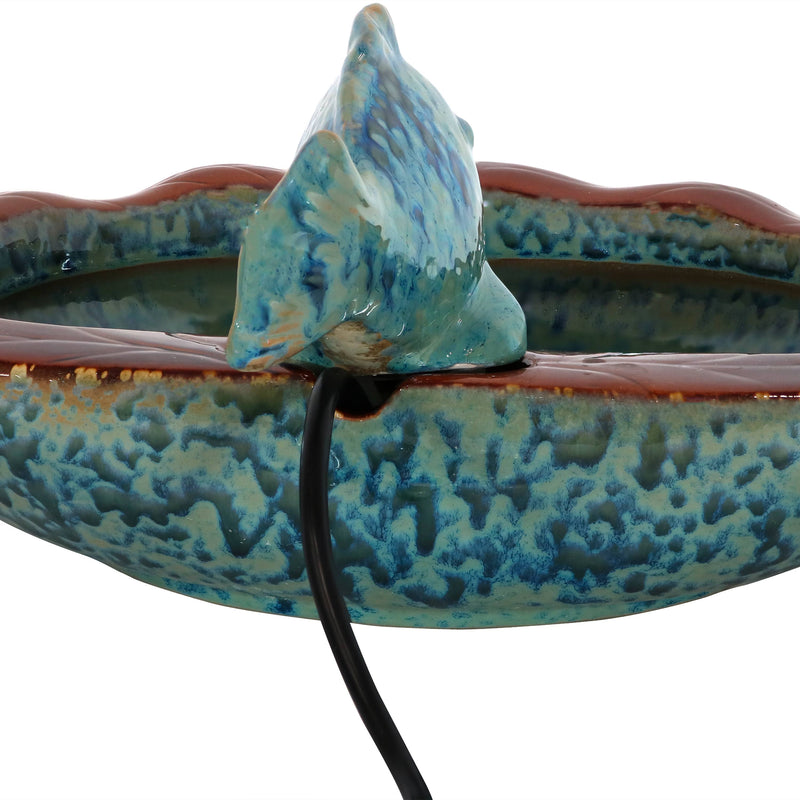 Sunnydaze Glazed Ceramic Fish Outdoor Water Fountain - 7"