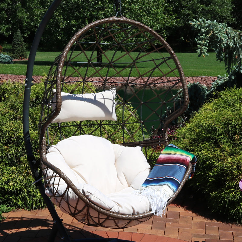 Sunnydaze Danielle Outdoor Hanging Egg Chair with Cushion