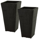 Sunnydaze Polyrattan Square Tall Wicker Planter