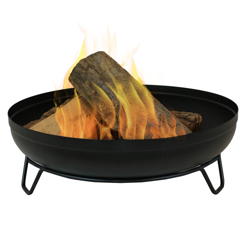 Sunnydaze Black Steel Outdoor Wood-Burning Fire Pit Bowl with Stand, 23-Inch