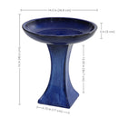 Sunnydaze Nantes Outdoor Ceramic Bird Bath - Cerulean Blue -  16" H