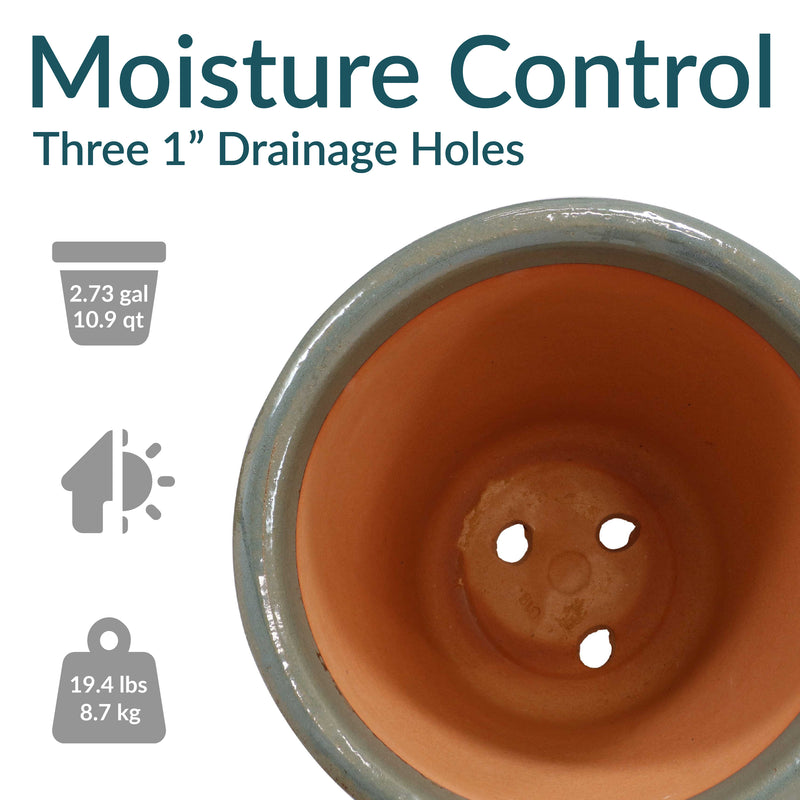 Sunnydaze Studio Glazed Ceramic Planter with Drainage