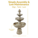 Sunnydaze 3-Tier Outdoor Water Fountain with Pump - 48" H