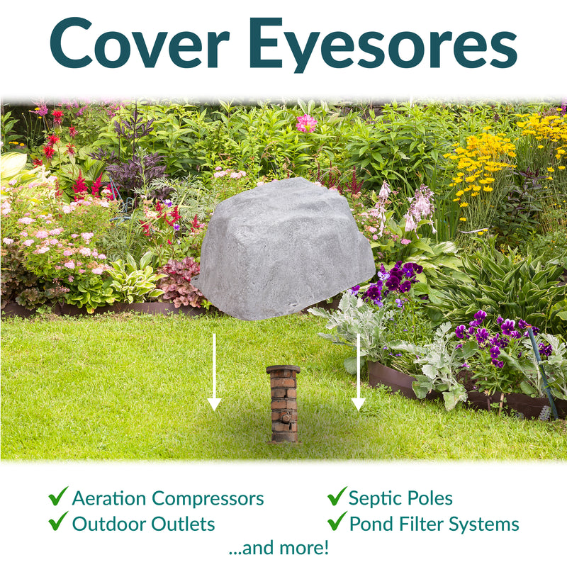 Sunnydaze Low-Profile Artificial Landscape Rock Cover with Stakes