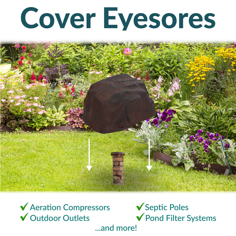 Sunnydaze Low-Profile Artificial Landscape Rock Cover with Stakes