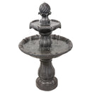 Sunnydaze 2-Tier Solar Outdoor Water Fountain with Battery Backup - Black Finish - 35-Inch