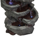 Sunnydaze Tabletop Water Fountain - 15-Inch 6-Tier Relaxing Indoor Desktop Water Fountain with LED Lights - Office, Bedroom, Living Room, base on white background