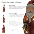 Sunnydaze Rustic Santa with Wreath Indoor Santa Christmas Decoration - 24" H