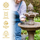Sunnydaze 2-Tier Pineapple Solar Fountain with Battery Backup - 46" H