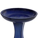 Sunnydaze Nantes Outdoor Ceramic Bird Bath - Cerulean Blue -  16" H