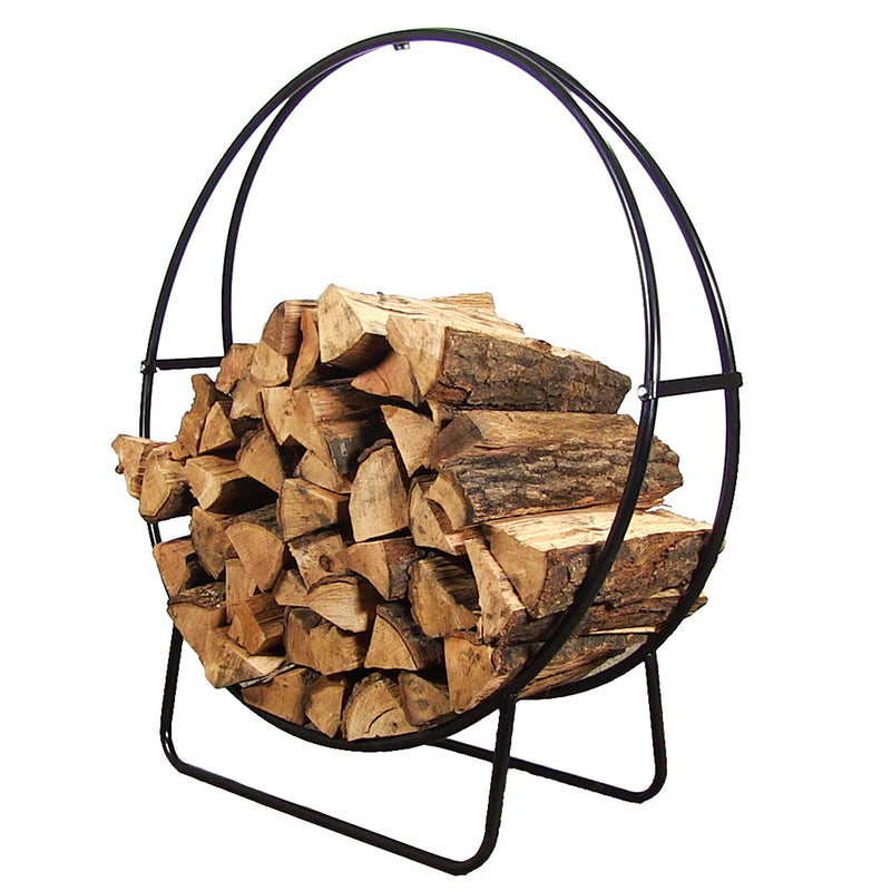 Sunnydaze Outdoor Steel Firewood Log Hoop Rack