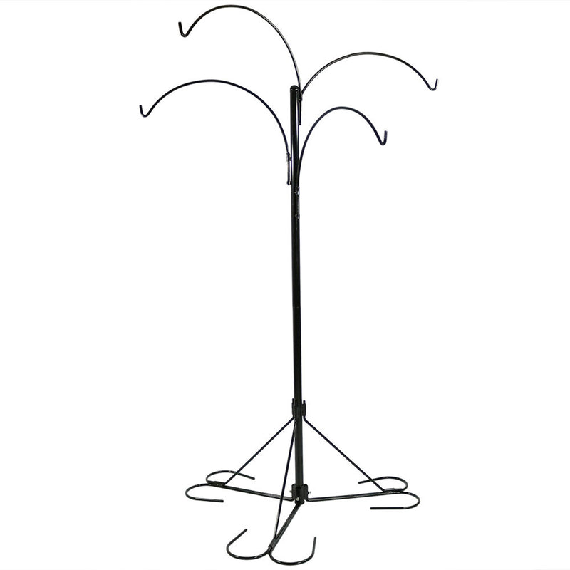 swivel arm plant hanger Sunnydaze 4-Arm Hanging Plant Basket Stand with Adjustable Arms 84-inch Tall