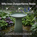 Sunnydaze Gleeful Garden Metal Outdoor Bird Bath - UV-Resistant Finish