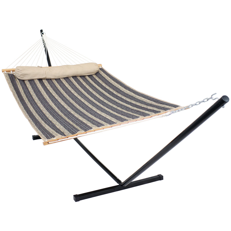 Sunnydaze 2-Person Freestanding Quilted Fabric Hammock with Stand - 12 or 15 Foot Stand Option - Mountainside