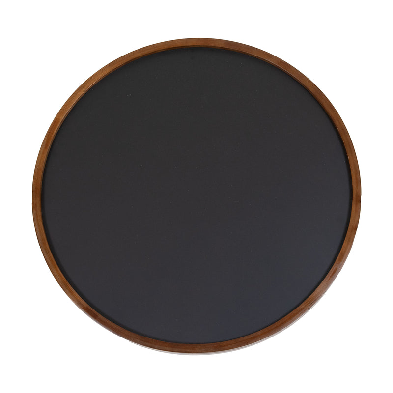 Sunnydaze 18" Round Magnetic Chalkboard for Wall with Rustic Brown Frame