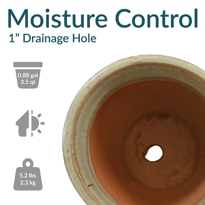 Sunnydaze Studio Glazed Ceramic Planter with Drainage Holes - Set of 2