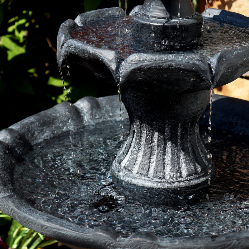 Sunnydaze 45" 2-Tier Arcade Solar Outdoor Water Fountain with LED