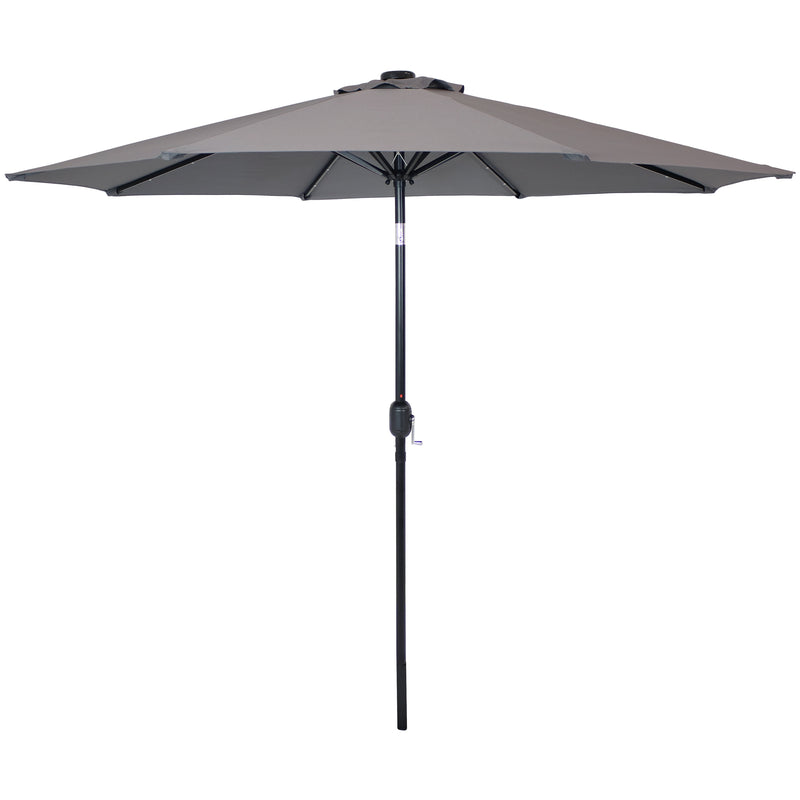 Sunnydaze Solar Powered LED Lighted Patio Umbrella with Tilt & Crank, 9 Foot