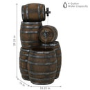 Sunnydaze Stacked Rustic Whiskey Barrel Outdoor Fountain with Lights - 29"