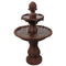 Sunnydaze Two Tier Solar Outdoor Water Fountain with Battery Backup - Rust Finish - 35-Inch