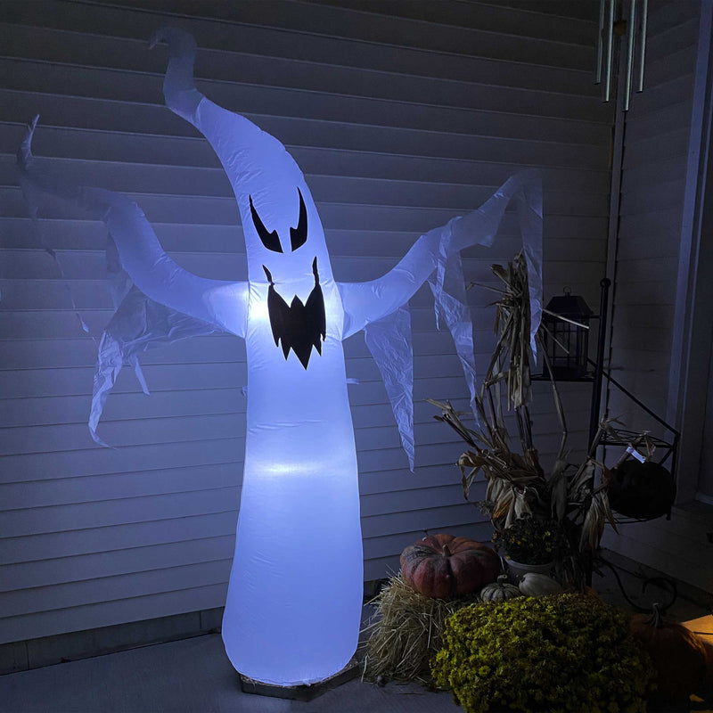 Sunnydaze Diabolical Ghost Inflatable Halloween Decoration - 7'