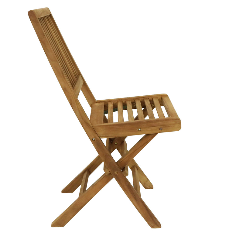 Sunnydaze Nantasket Teak Outdoor Folding Patio Chair with Slat Back - 2 Chairs