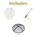 Sunnydaze 30" Cosmic Cooking Fire Pit with Grill Grate & Spark Screen