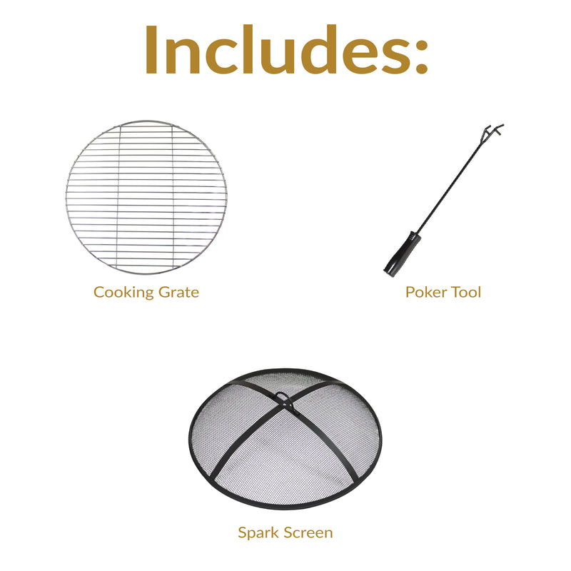 Sunnydaze 30" Cosmic Cooking Fire Pit with Grill Grate & Spark Screen