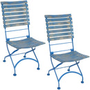 Sunnydaze Cafe Couleur Folding Chestnut Wooden Folding Chair - Blue