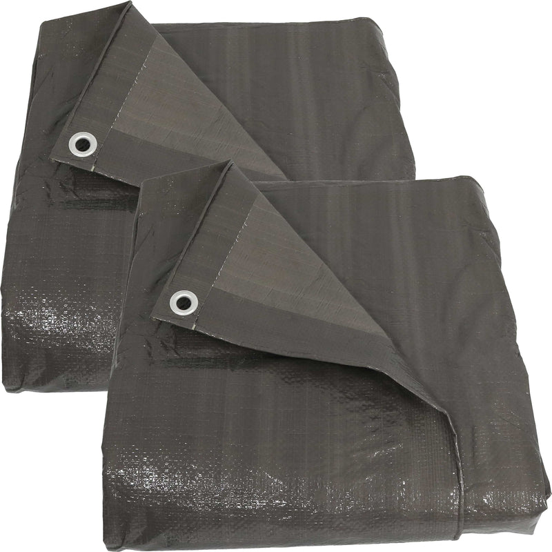 Sunnydaze 20 x 30-Foot - Multi Purpose Poly Tarp - Dark Gray - Set of 2