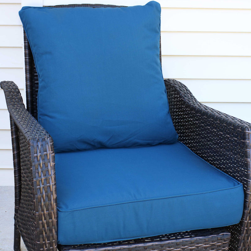 Sunnydaze Back and Seat Cushion Set for Indoor Outdoor Deep Seating Blue