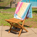 Sunnydaze Hyannis Teak Outdoor Folding Patio Chair with Slat Back